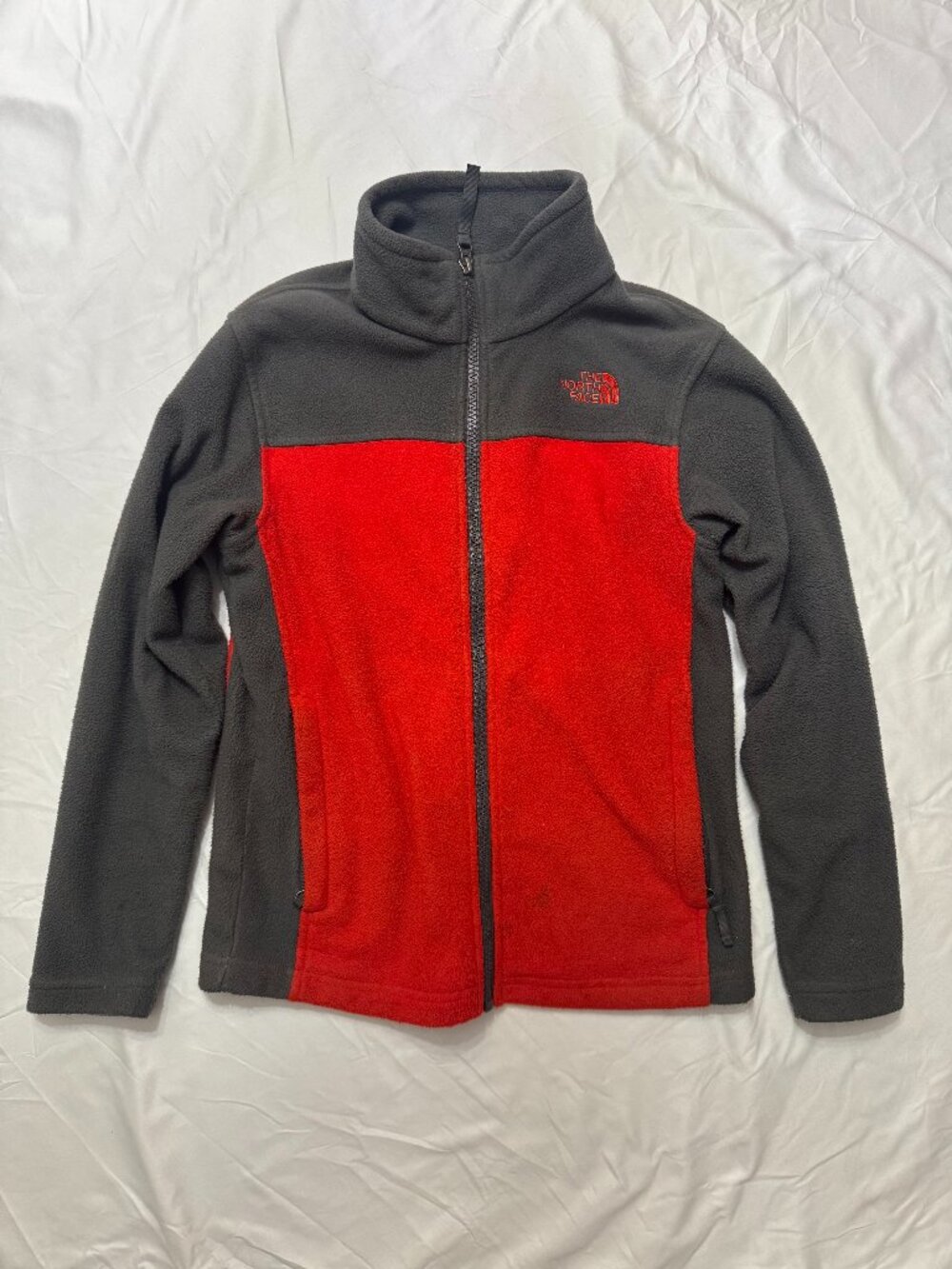 The North Face Red Grey Fleece Jacket Boys M (10/12)